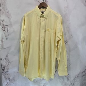 Cinch Shirt Mens Medium Bright Banana Yellow Button Down Long Sleeve Western